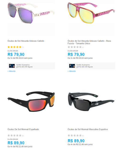 oculosmormaiiabsurda - Promoção de Óculos de Sol Mormaii e Absurda - A partir de R$ 79,90