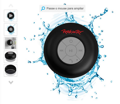 rockinrio - Caixa de Som Bluetooth Aquarius Rock in Rio RMS 3W USB Resistente à Água - R$ 49,90