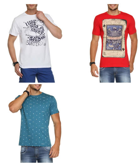 camisetas - 3 Camisetas Masculinas - Mormaii, Opera Rock, Fatal, Sommer, Puramania por R$71,91