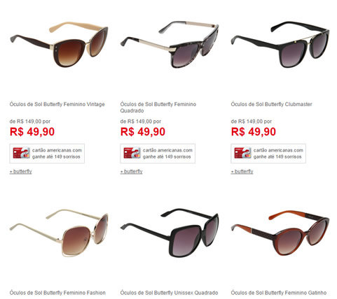 oculosbuterfly - Óculos de sol Butterfly vários modelos A partir de R$49,90
