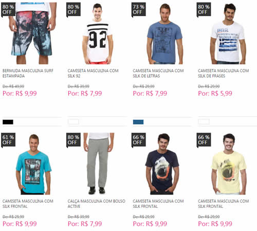 roupascamisetas - Camisetas à partir de R$5,99 e bermudas à partir de R$9,99 + Cupom 1ª compra